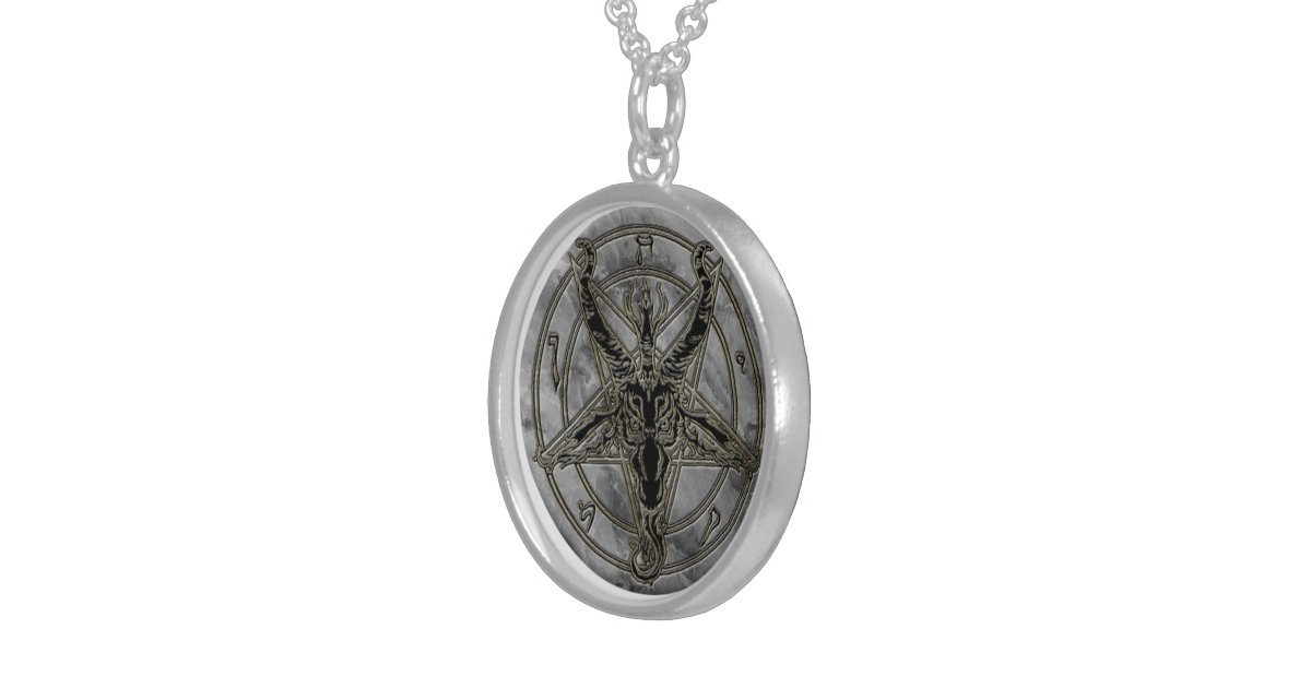 Gold and marble Baphomet Necklace | Zazzle