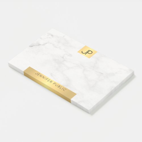 Gold And Marble Elegant Modern Initials Template Post_it Notes