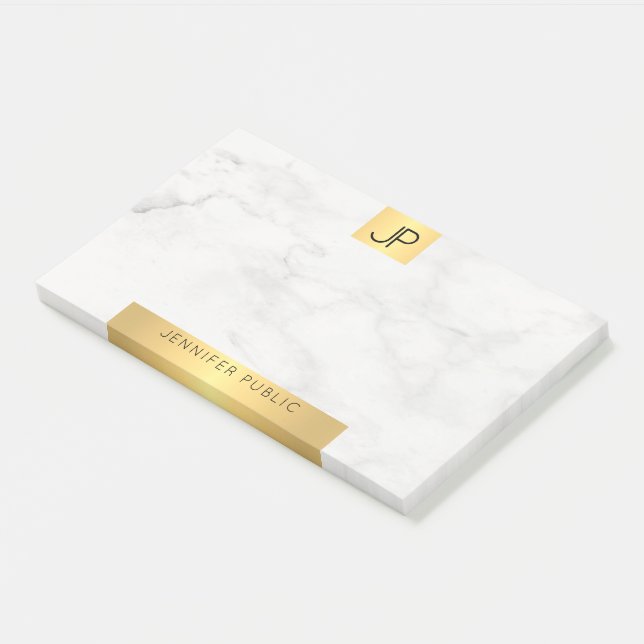 Gold And Marble Elegant Modern Initials Template Post-it Notes (Angled)