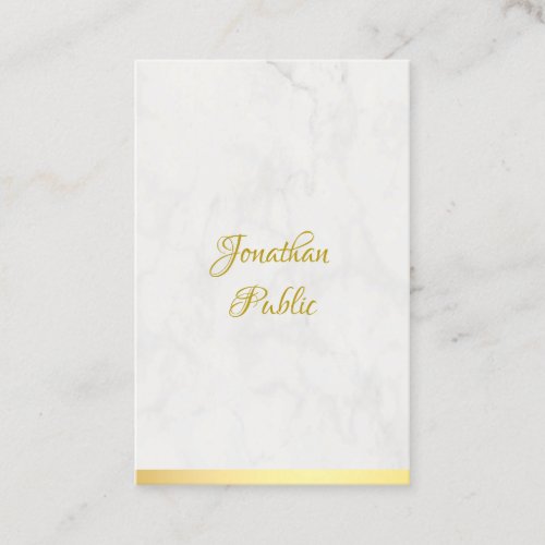 Gold And Marble Handwritten Name Modern Elegant Business Card