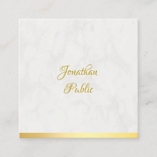 Gold And Marble Handwritten Name Template Modern Square Business Card