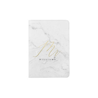 Gold and Marble Mr. Passport Holder