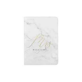 Gold and Marble Mrs. Passport Holder