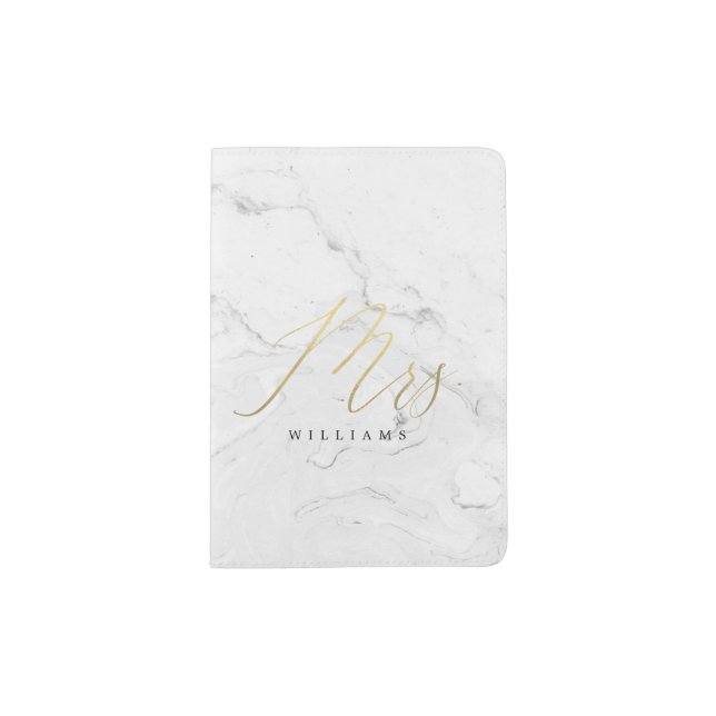 Gold and Marble Mrs. Passport Holder (Front)