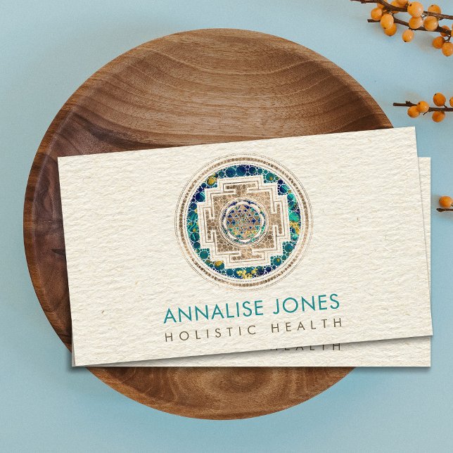 Gold and Marble Sri Yantra  / Sri Chakra Dot Art Business Card (Creator Uploaded)