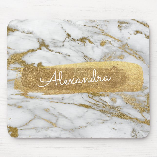 Gold and Marble with Gold Foil and Glitter Mouse Pad (Front)