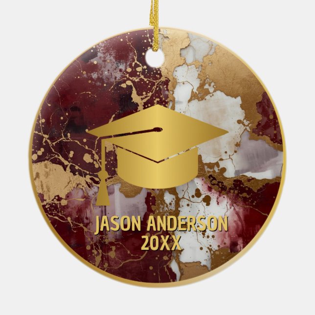 Gold and Maroon Custom Graduation Ornament (Back)
