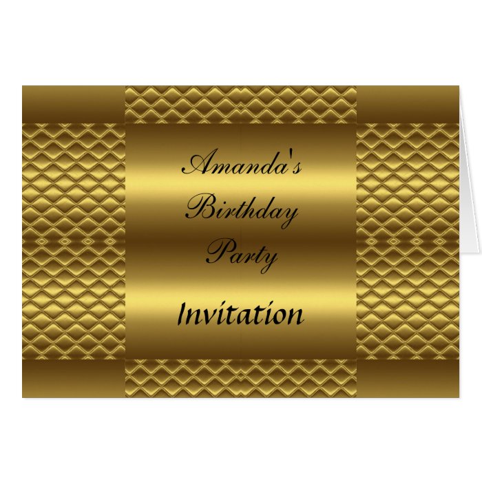 Gold and Metal look Birthday Card Invitation