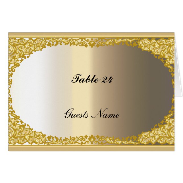 Gold and Metal look Table Place Card (Front Horizontal)