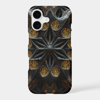 Gold and Midnight Blue Intricate Geometric Mandala iPhone 17 Case