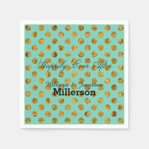 Gold and Mint Dots Napkins