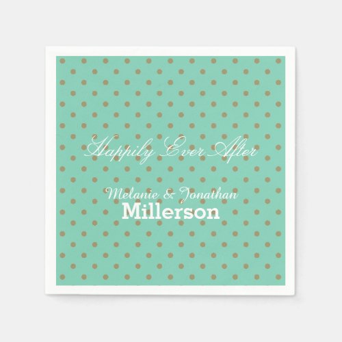 Gold and Mint Dots Paper Napkins