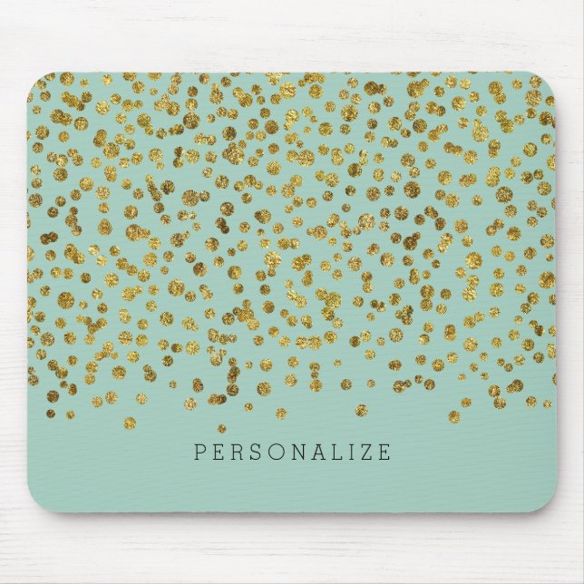 Gold and Mint Glam Confetti Mouse Pad (Front)