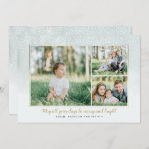 Gold and Mint Watercolor Collage Holiday Card