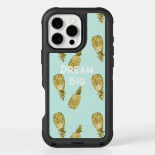 Gold and Mint Watercolor Pineapples iPhone 16 Pro Max Case