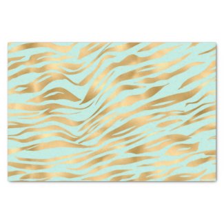 Gold and Mint Wavy Animal Pattern
