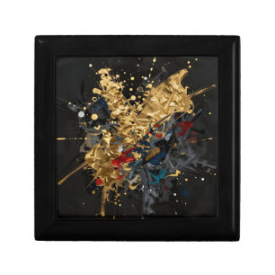 Gold And Navy Abstract Splash Modern Luxury Art Gift Box