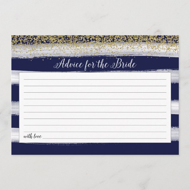Gold and Navy Advice For the Bride Card (Front)