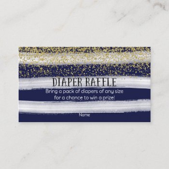 Gold And Navy Blue Baby Shower Diaper Raffle Enclosure Card by melanileestyle at Zazzle