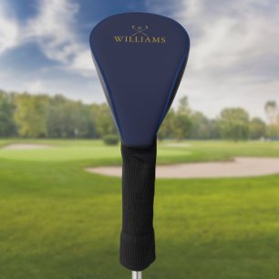 Gold And Navy Blue Custom Name Golf Clubs Head Cover
