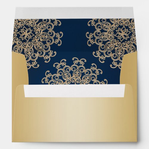 Gold and  Navy Blue Indian Style Envelope