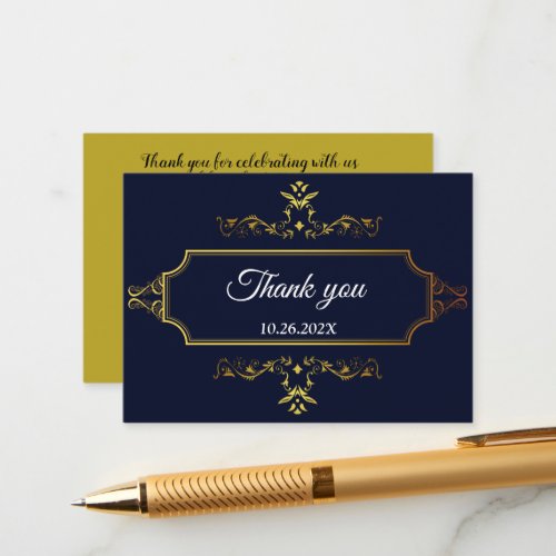Gold and Navy Blue Indian Style Envelope Enclosure Card