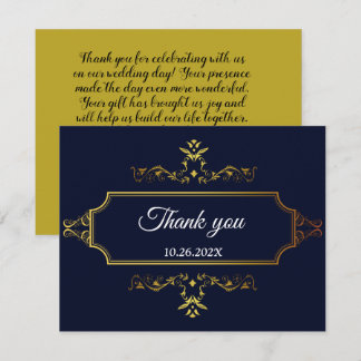 Gold and Navy Blue Indian Style Envelope Enclosure RSVP Card
