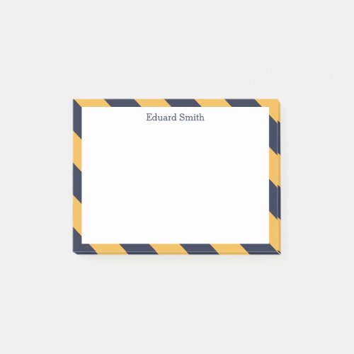 Gold and Navy Blue Stripes Personalized Post_it Notes