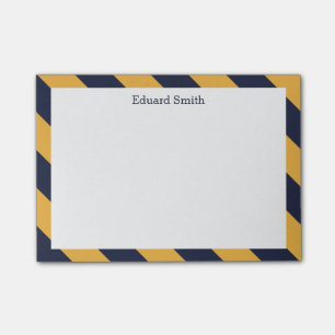 Gold and Navy Blue Stripes Personalized Post-it Notes