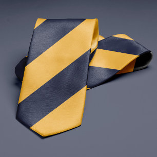 Gold and Navy Blue Stripes Tie