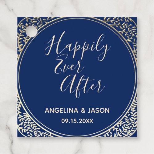 Gold And Navy Blue Wedding Favor Tags