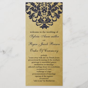 Gold And Navy Blue Wedding Program