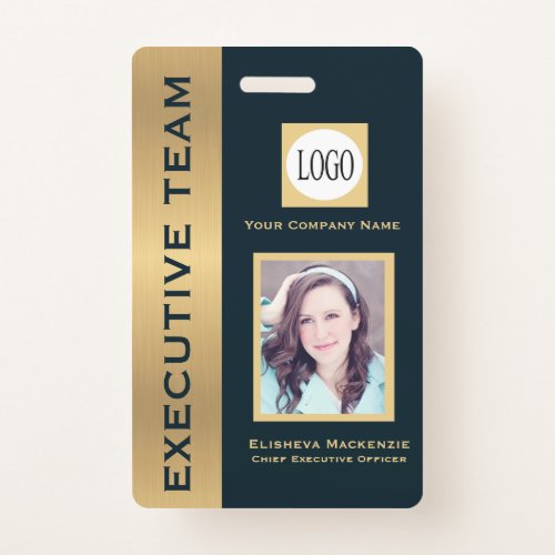 Gold and Navy Creative Executive Employee ID Badge