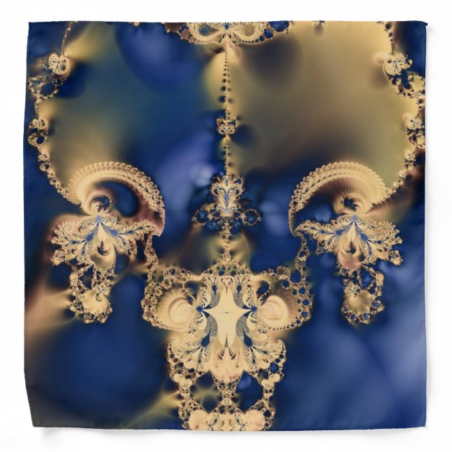 Gold and Navy Fractal Bandana (Front)
