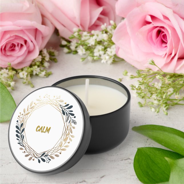 Gold and Navy Hexagon Wreath Calm  Mini Candle Favors (Insitu (Wedding))