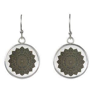 Gold and navy mandala earrings