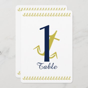 Gold And Navy Nautical Anchor Wedding Table Number by NoteableExpressions at Zazzle