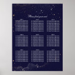 Gold And Navy Night Stars Wedding Seating Chart at Zazzle