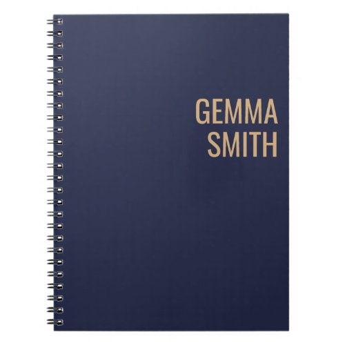 gold and navy personalized monogram minimalist notebook
