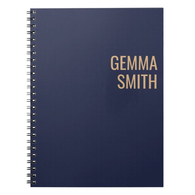 gold and navy personalized monogram minimalist notebook (Front)