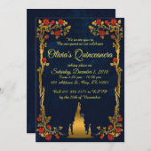 Gold and Navy Quinceañera Invitation (Front/Back)