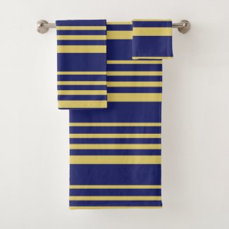 Gold and navy stripes patterned