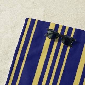 Gold and navy stripes patterned