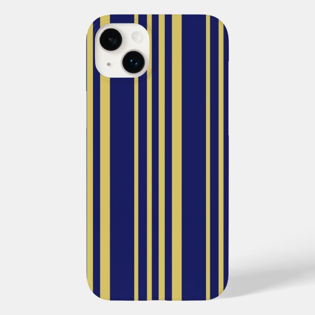 Gold and navy stripes patterned Case-Mate iPhone case (Back)