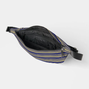 Gold and navy stripes patterned fanny pack