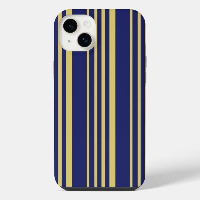 Gold and navy stripes patterned iphone case (Back)
