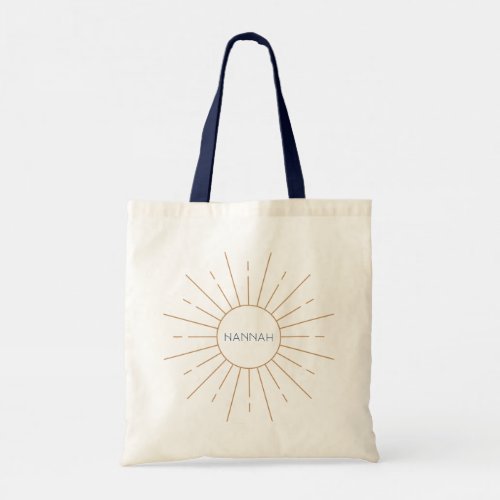 Gold and Navy Sun Personalized Tote Bag