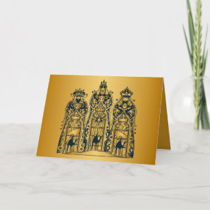 Gold and Navy Three Wise Men Holiday Card