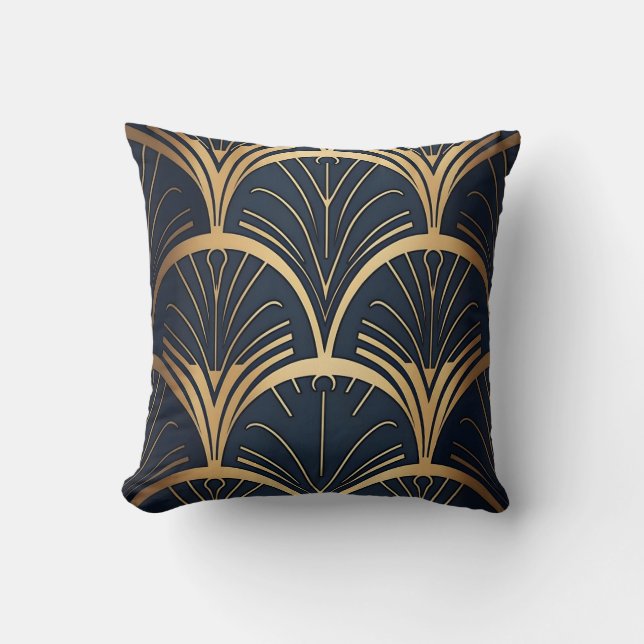 Gold and Navy  Throw Pillow (Front)