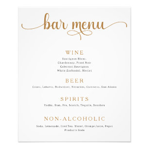 Gold and Off White Wedding Bar Menu Poster